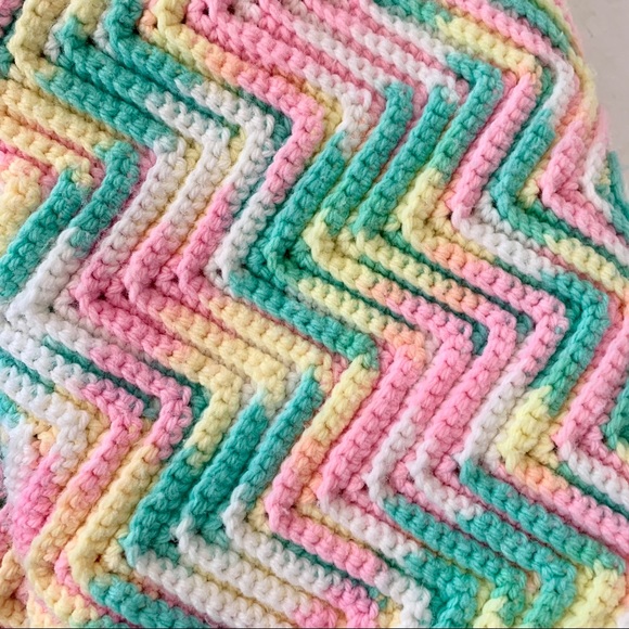 Handmade Bedding Handmade Knit Crochet Baby Blanket 47 X 32 Poshmark